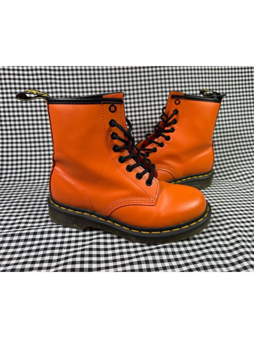 Dr. Martens 1460 Orange Leather 8 Eye Boots Women's 5 Men's 4 Halloween Punk